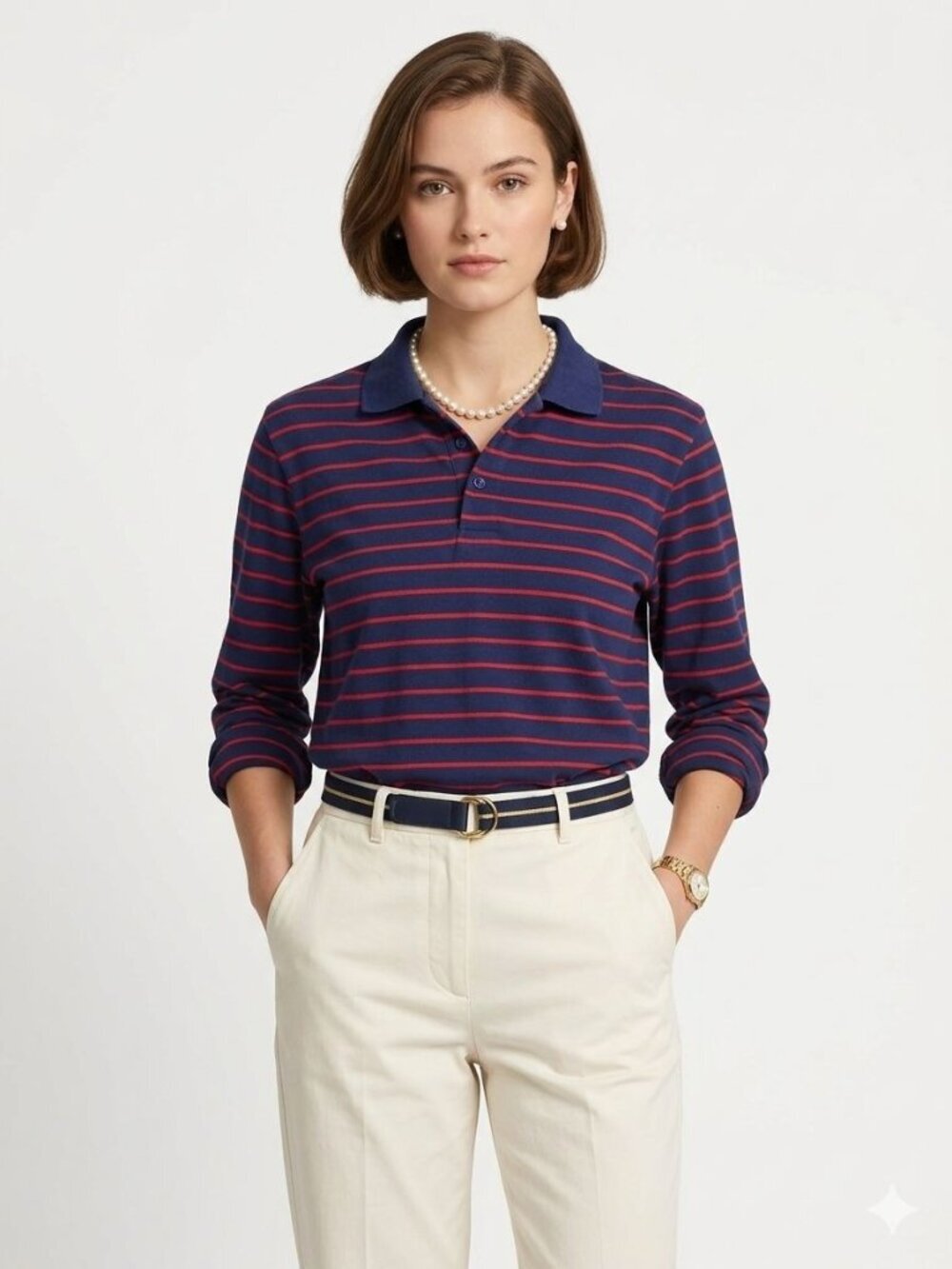 Vintage 90s Navy Blue Nautical Preppy Striped Pullover Shirt Ivy League